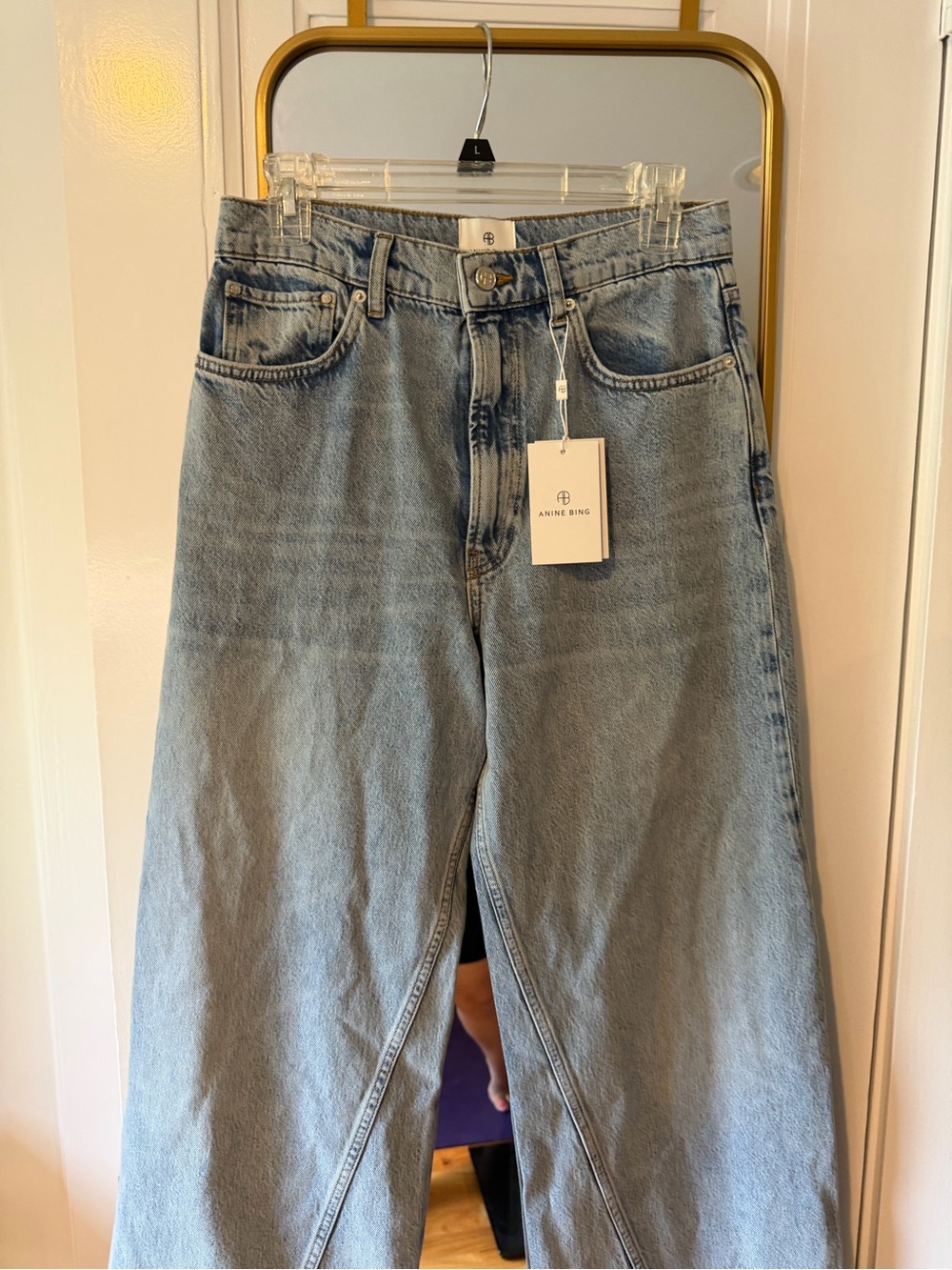 Anine Bing Brie Light Wash High Rise Wide Leg Jeans - Picture 5 of 6
